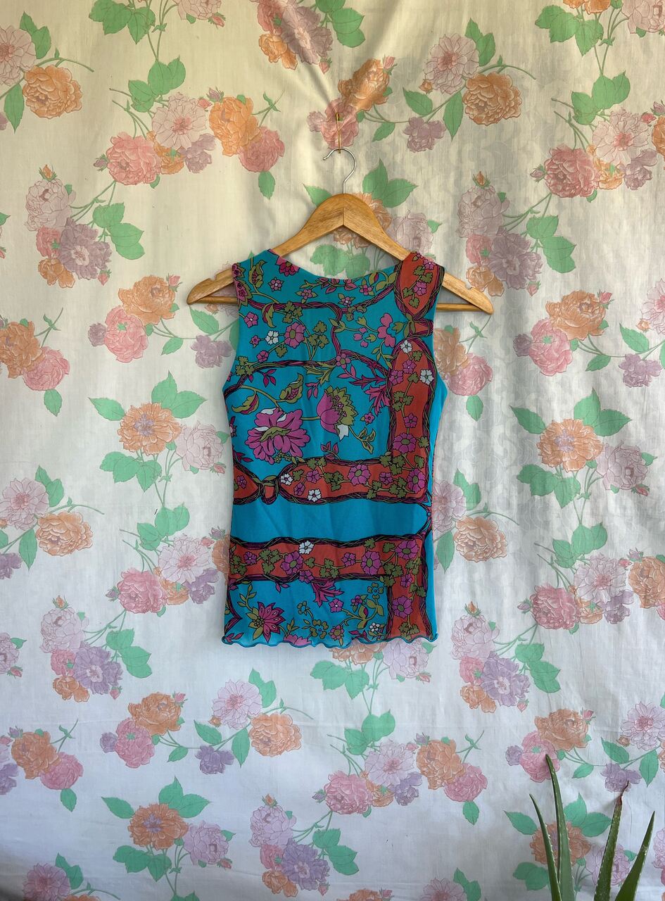 90's Blue Floral Tank Top