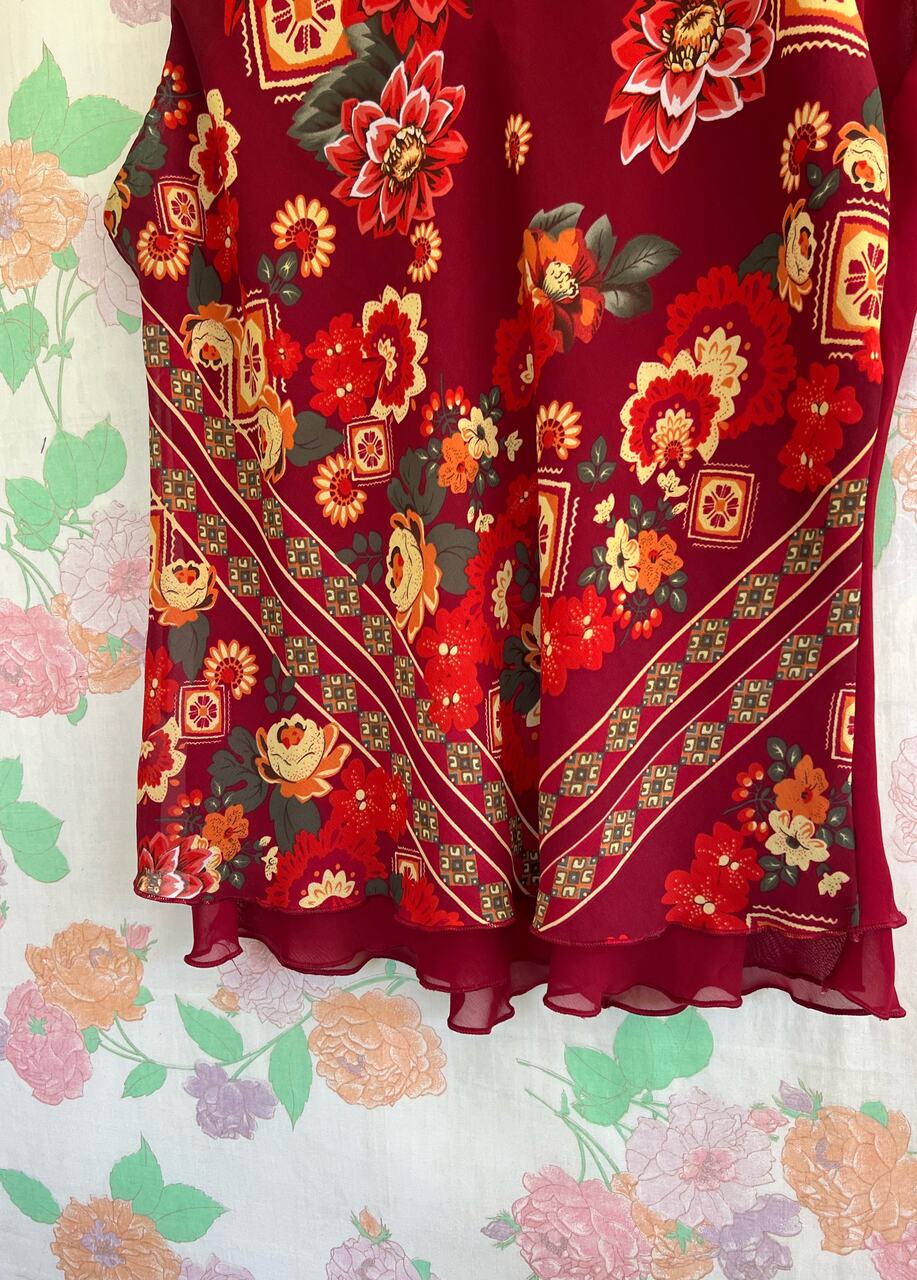 90's Marsala Printed Tank Top