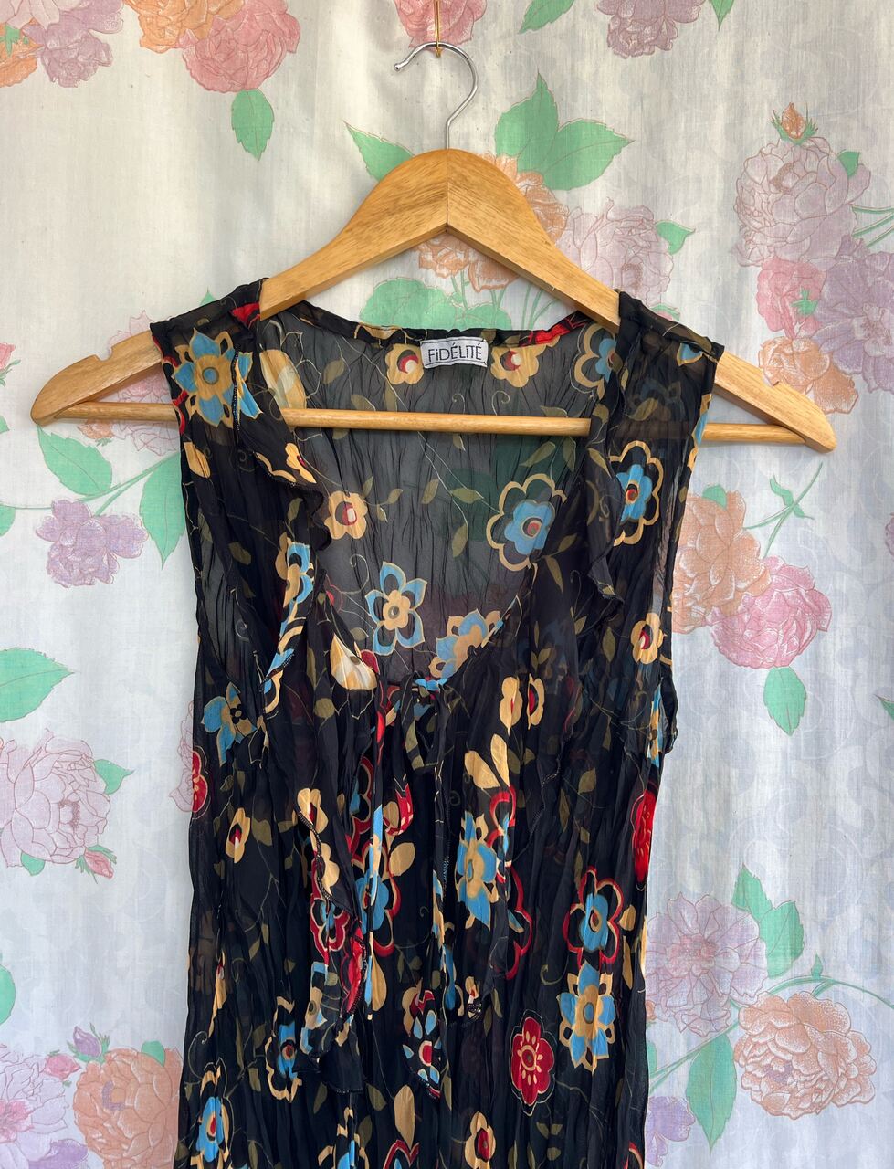 2000's Black Floral Tank Top