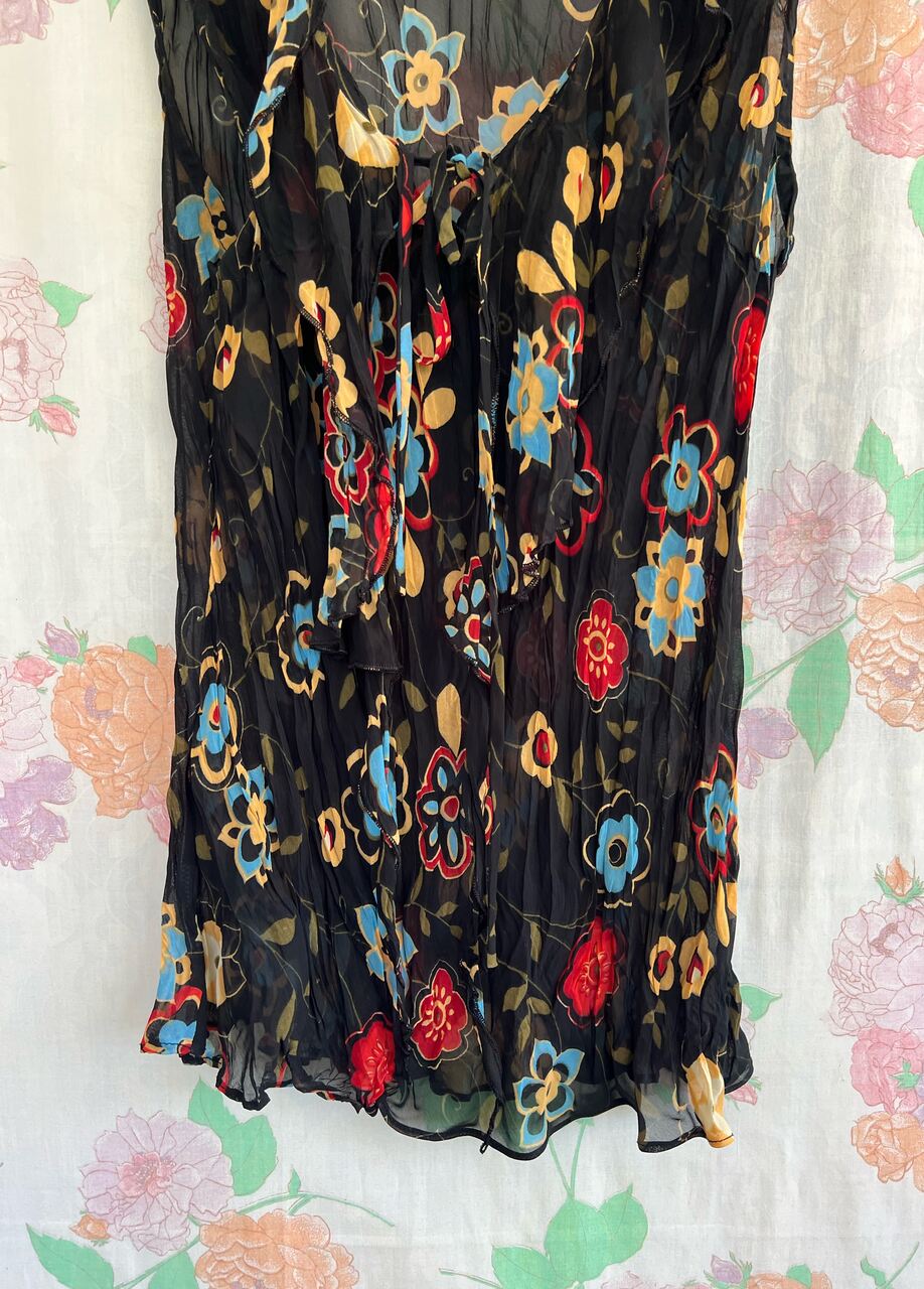 2000's Black Floral Tank Top