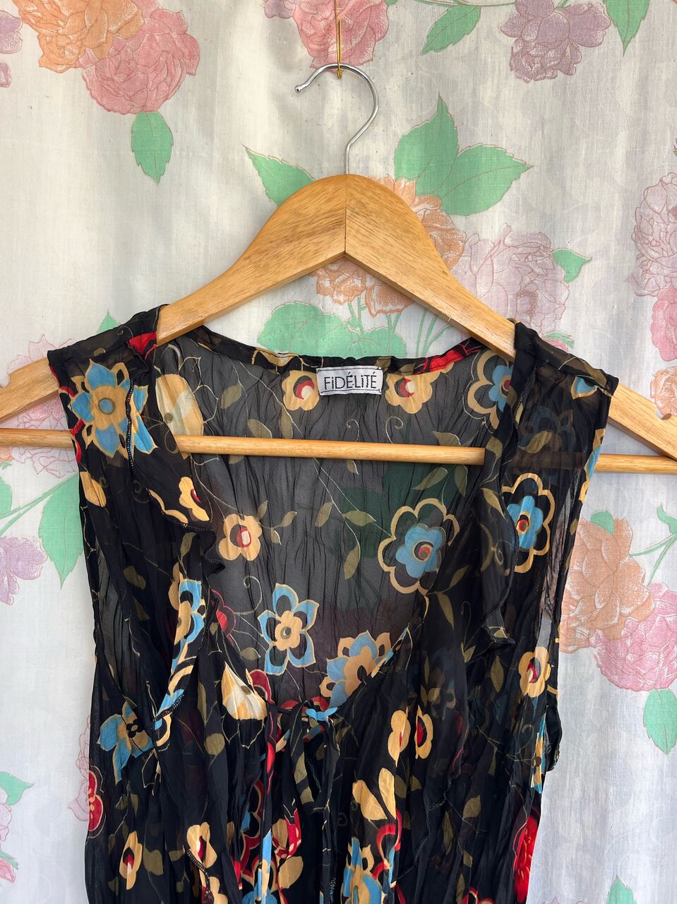 2000's Black Floral Tank Top