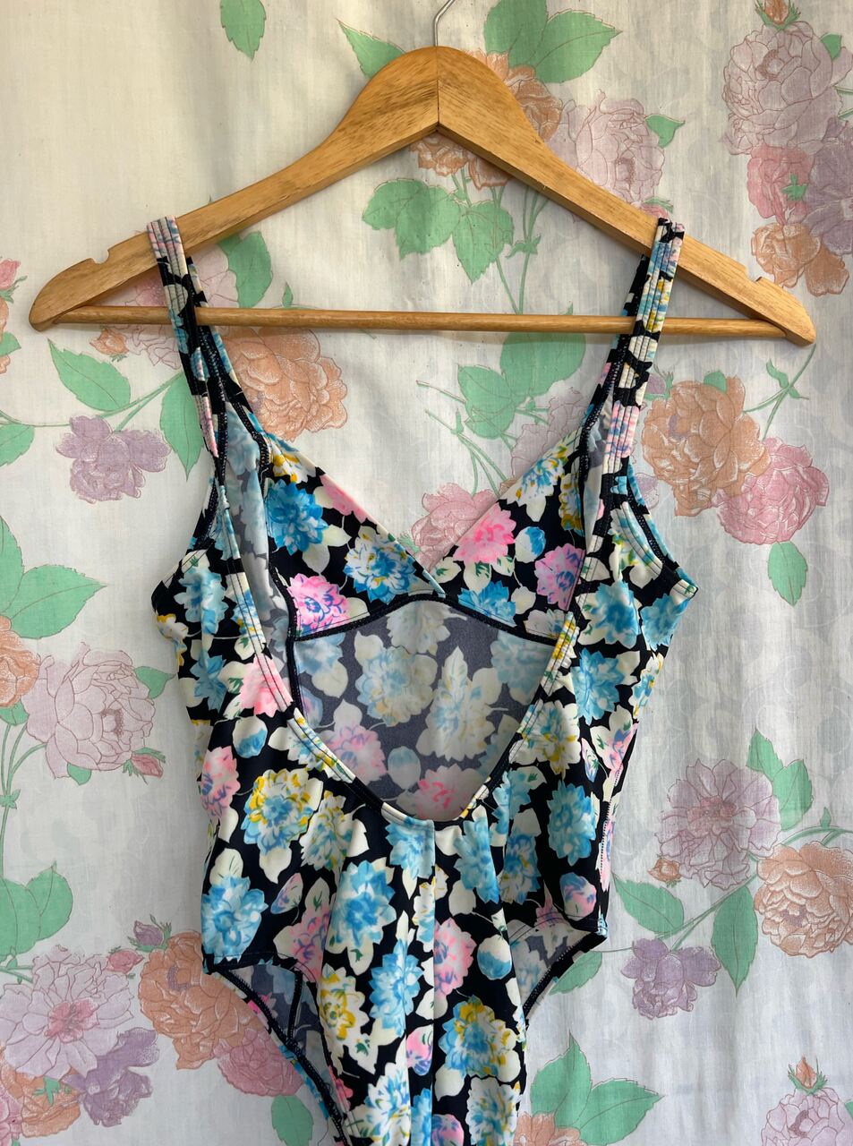 90's Black Floral Swimsuit