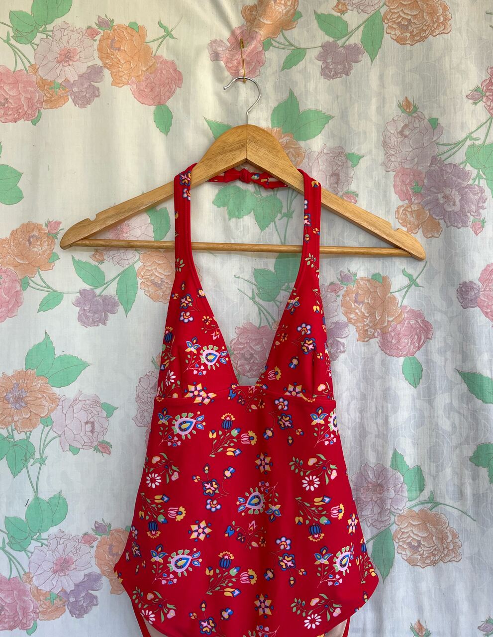 90's Red Iconic Floral Swimsuit