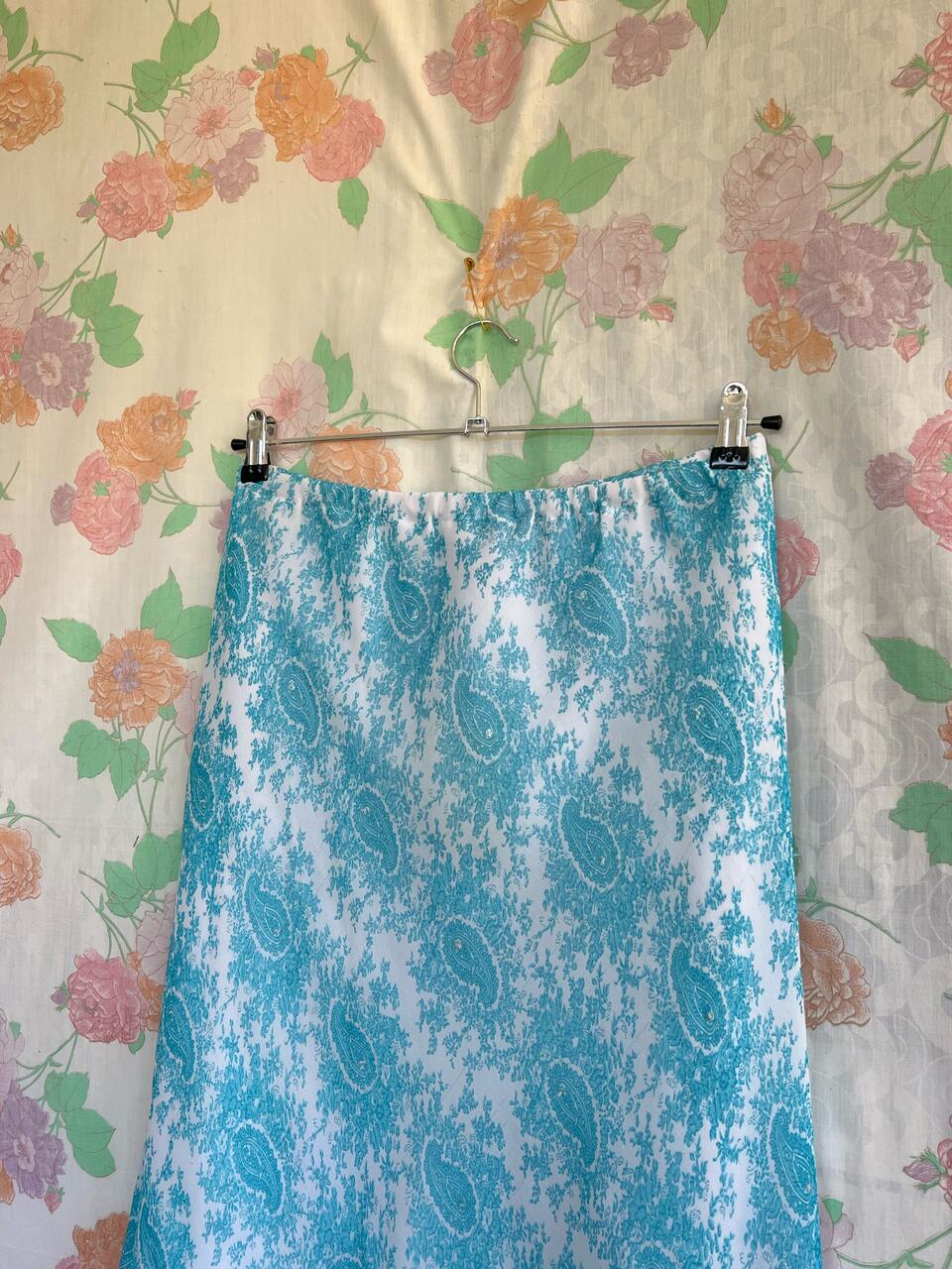 Y2K Blue Floral Skirt