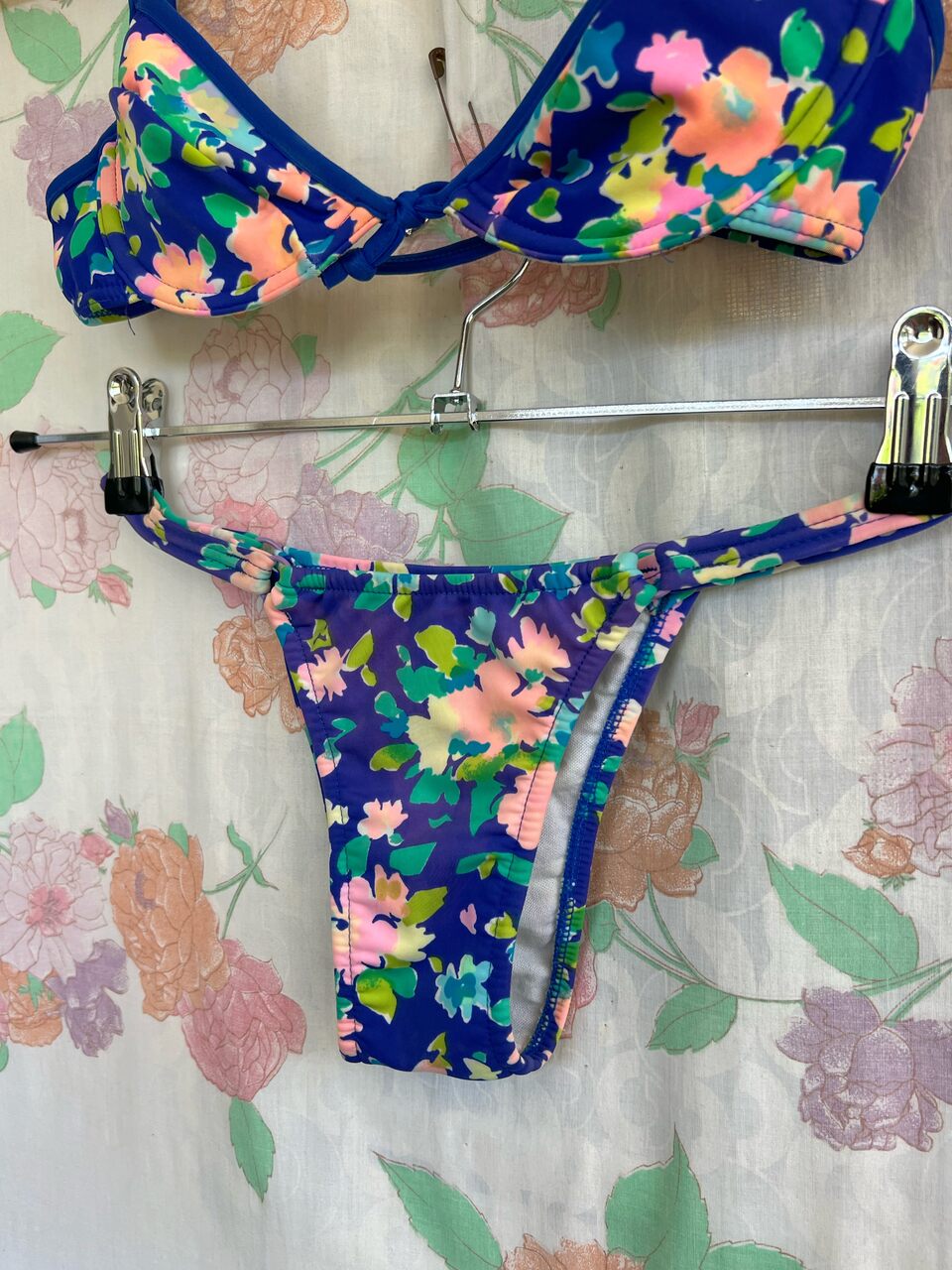 90's Deadstock Blue Flower Bikini