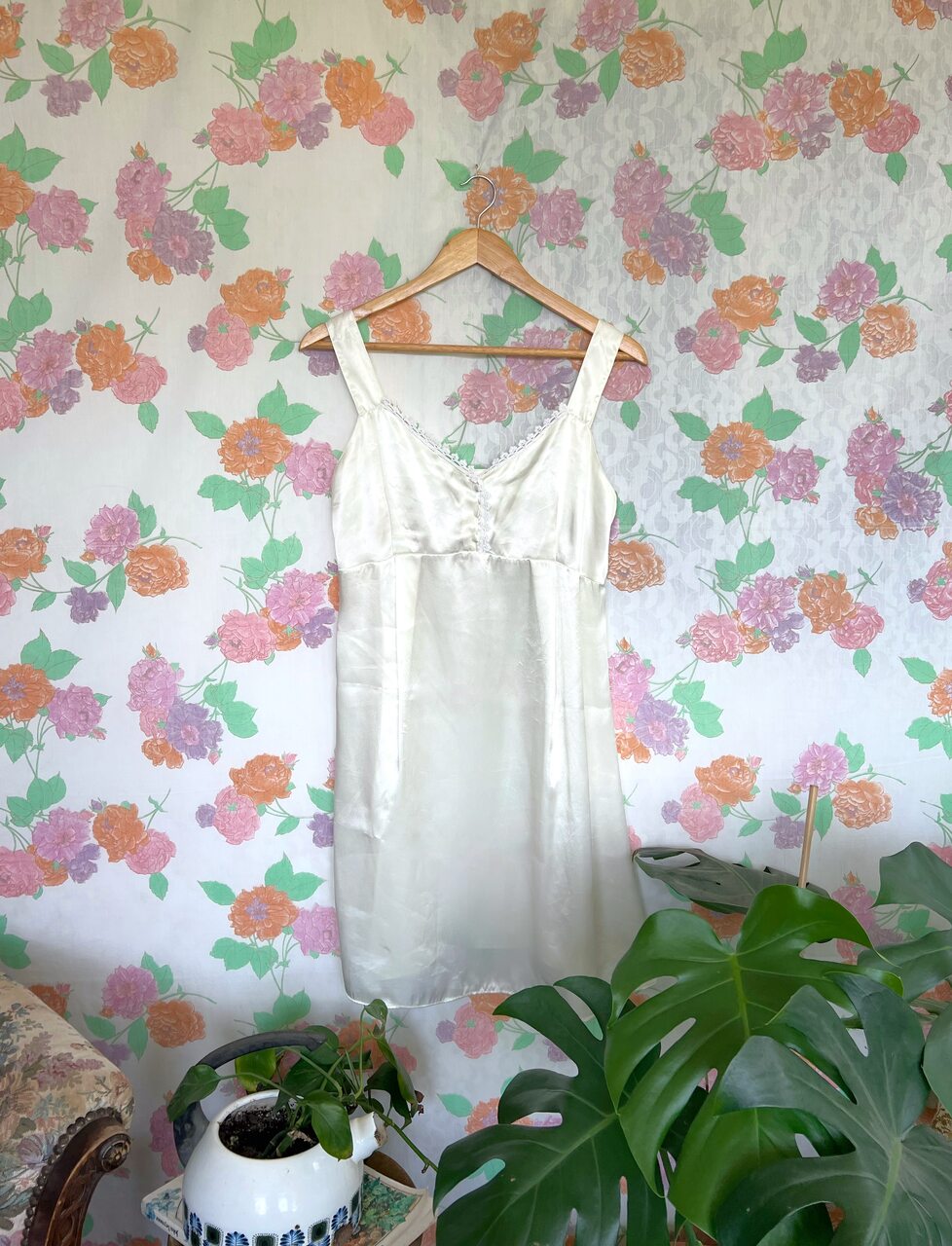 White Satin Short Slip Dress