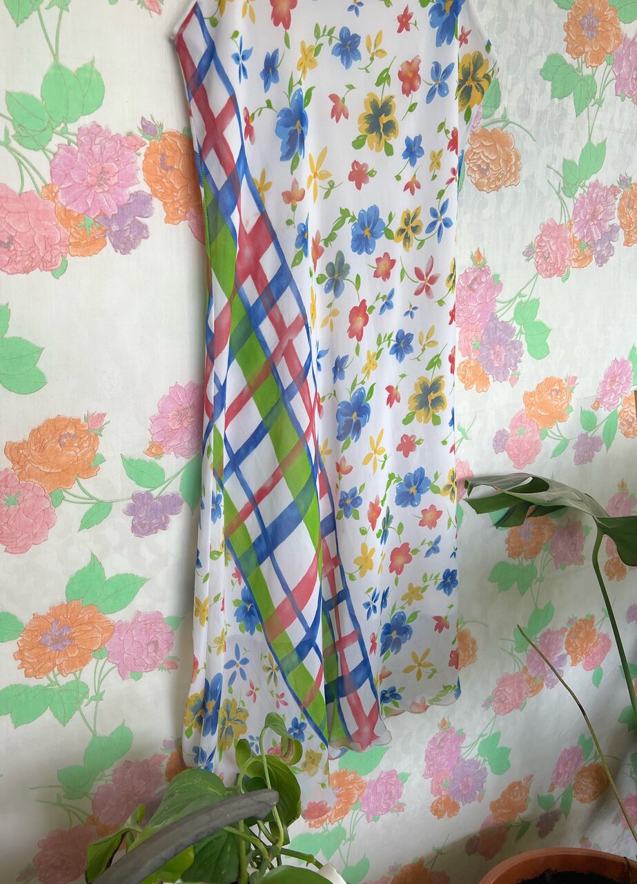 90's Mix of Prints Slip Dress