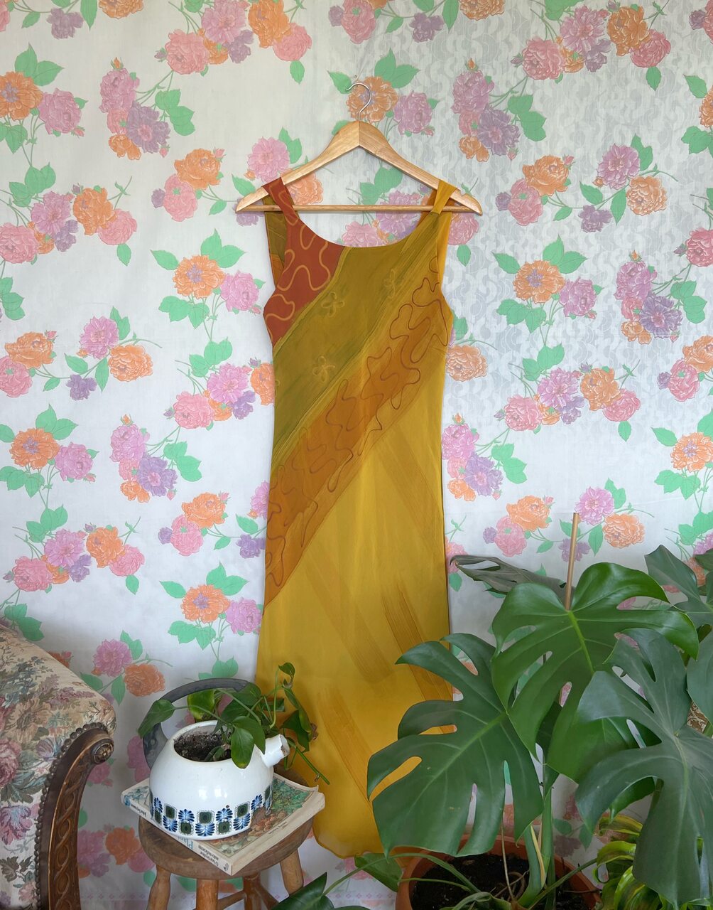 Unique Caramel 90's Dress