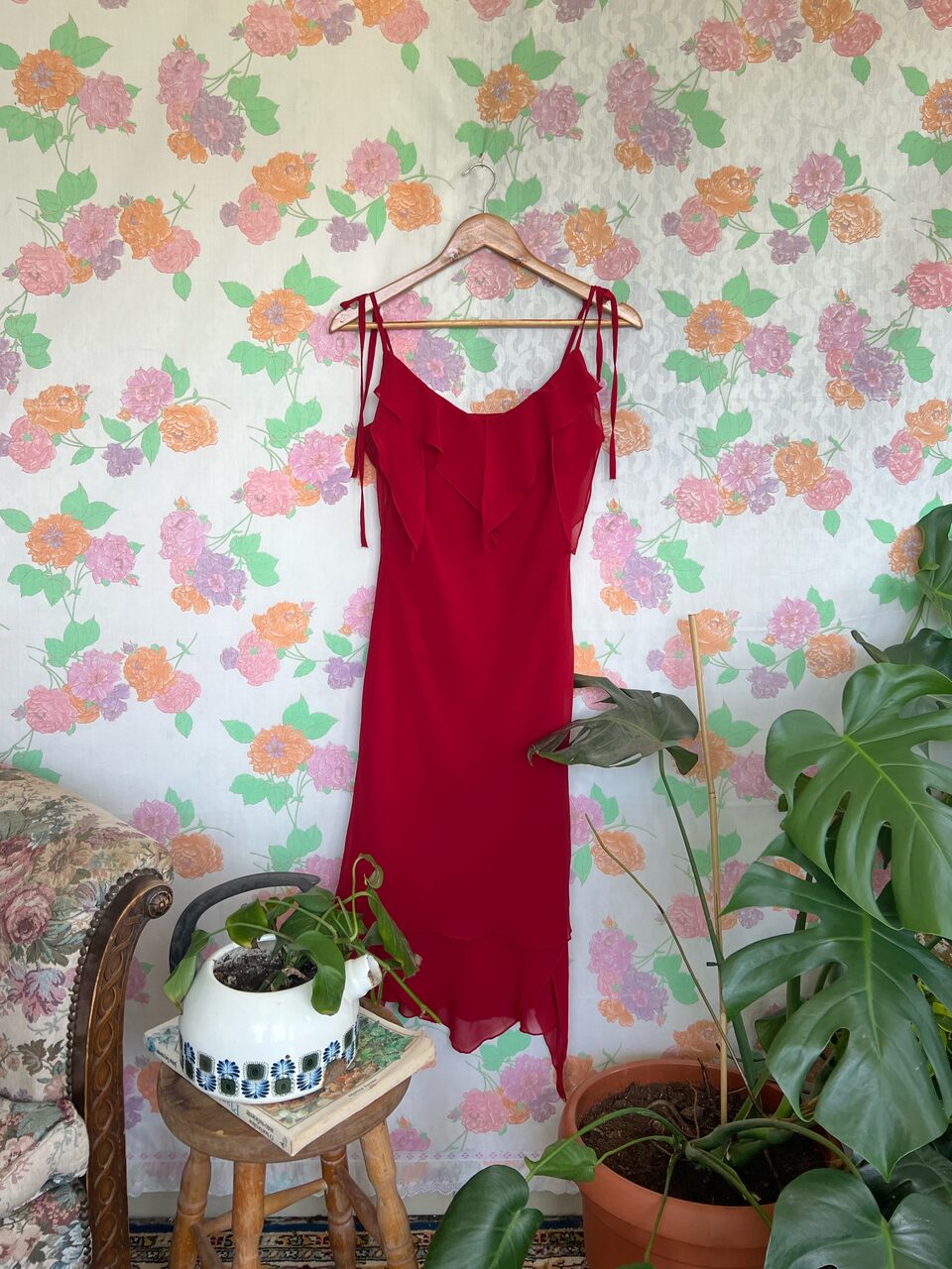 90's Detailed Red Dress