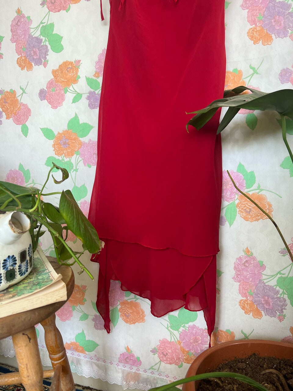90's Detailed Red Dress