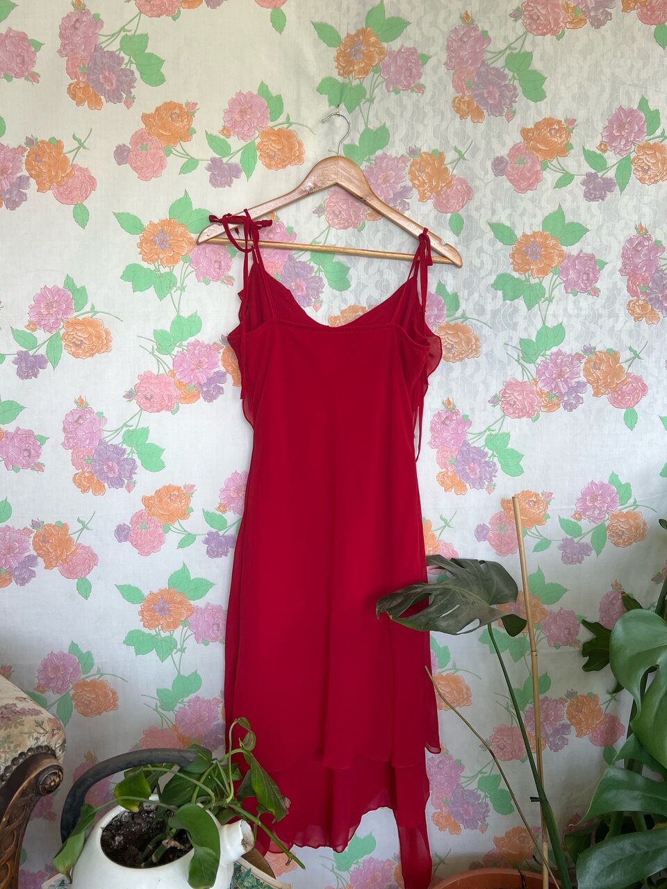 90's Detailed Red Dress