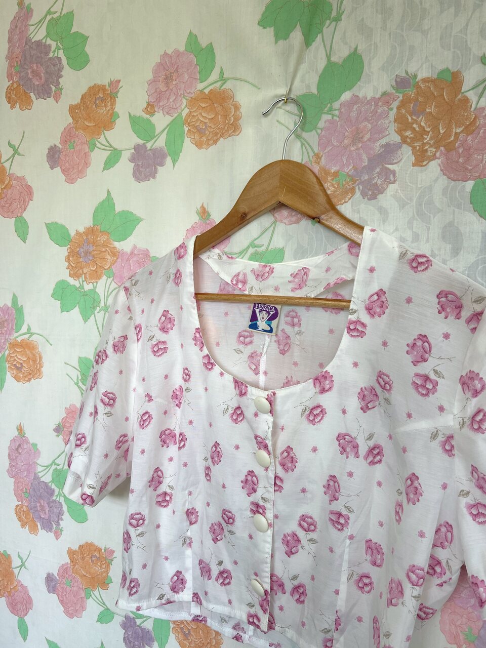 Floral Cotton Pink Cropped Top