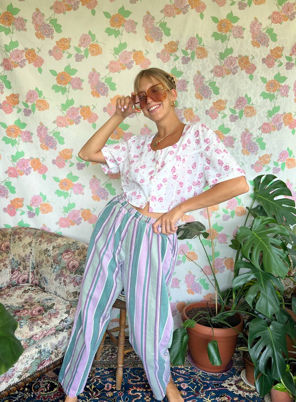Fun Pastel 90's Striped Pants