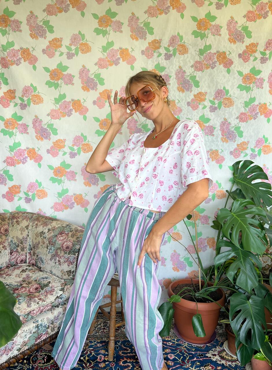 Fun Pastel 90's Striped Pants