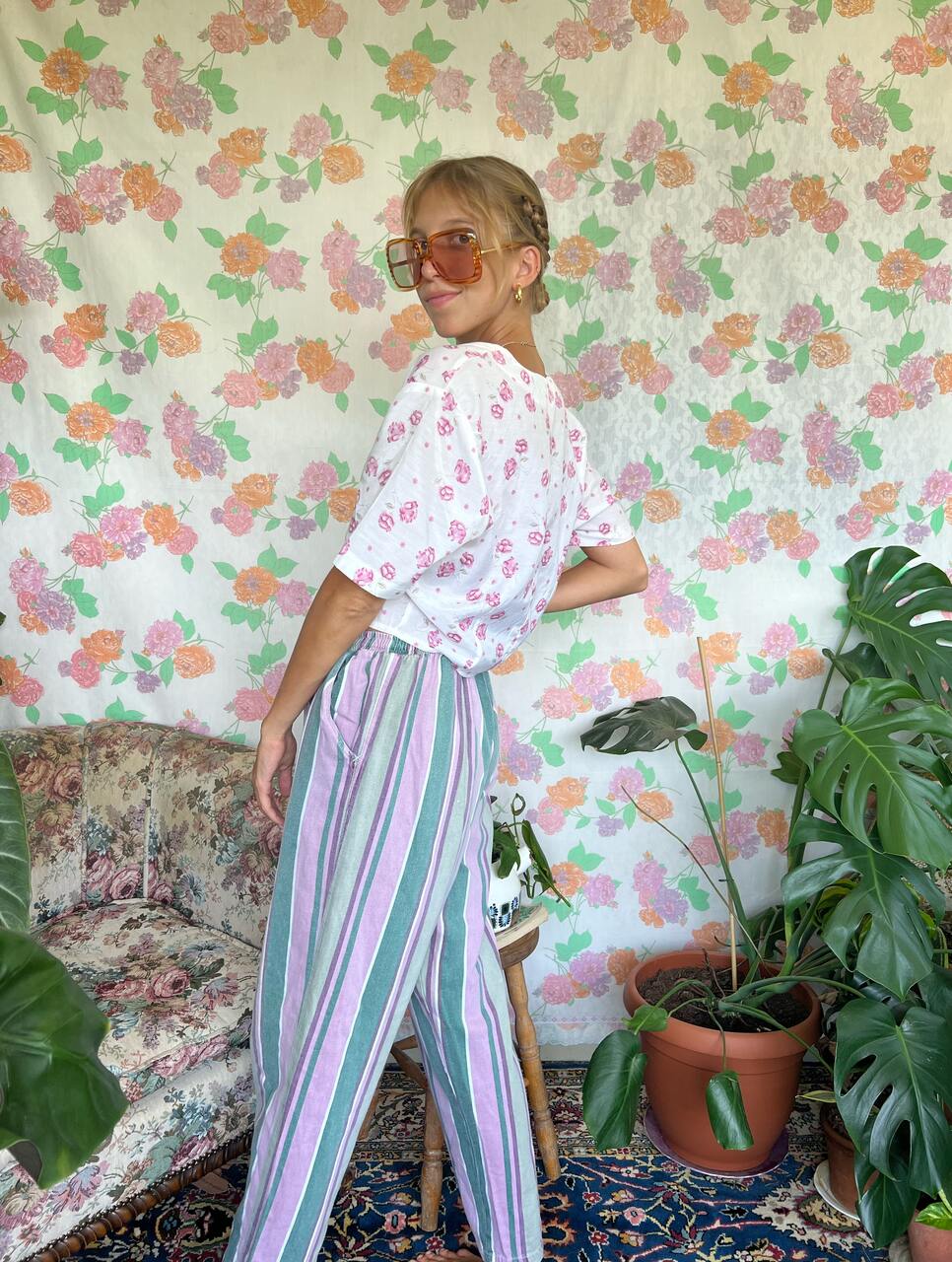 Fun Pastel 90's Striped Pants