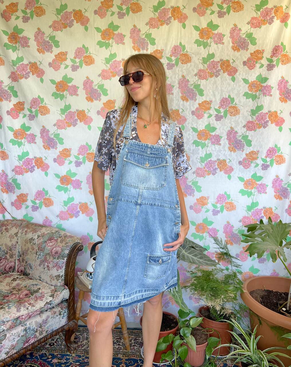 Vintage Grey Flowery Printed Shirt