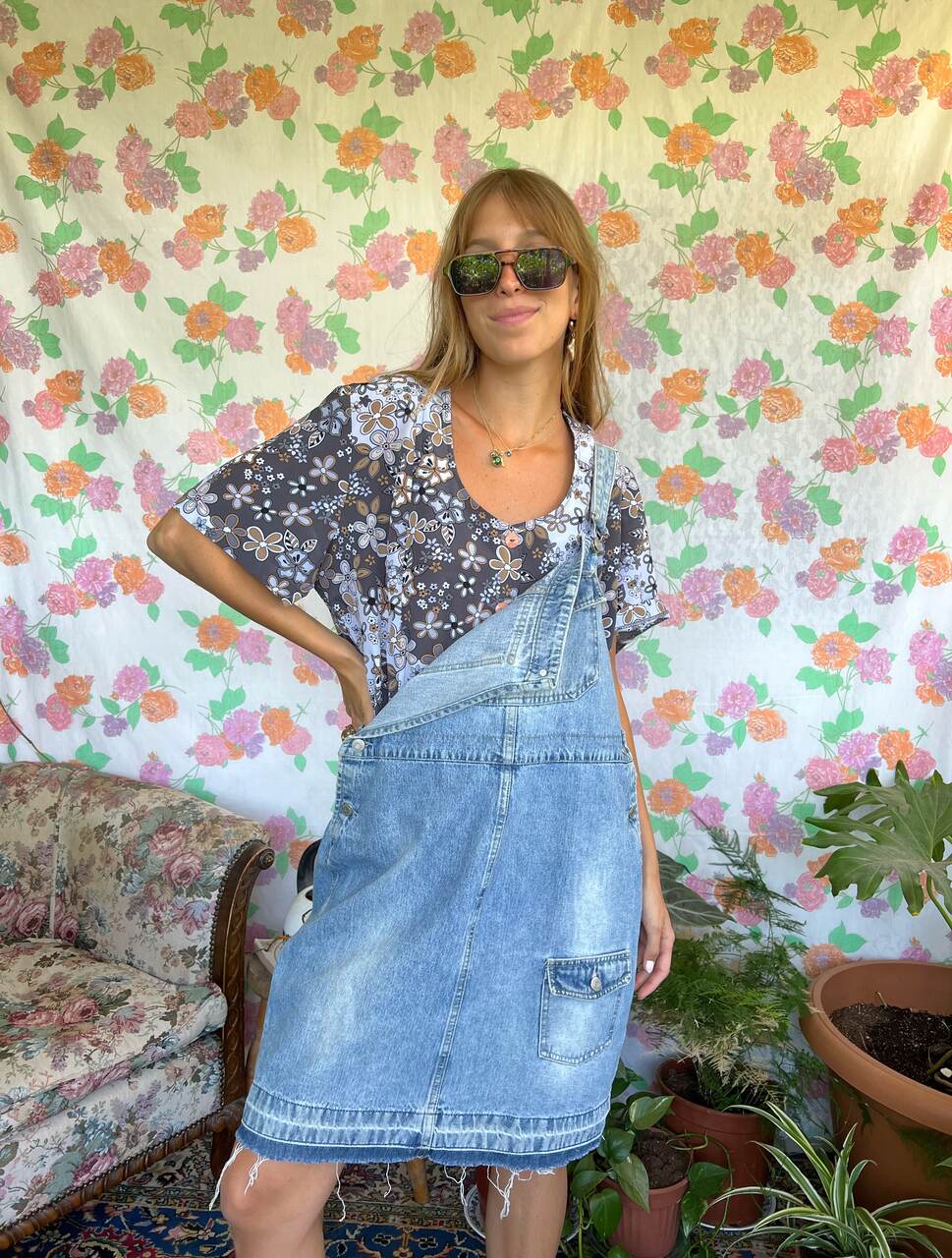 Vintage Grey Flowery Printed Shirt