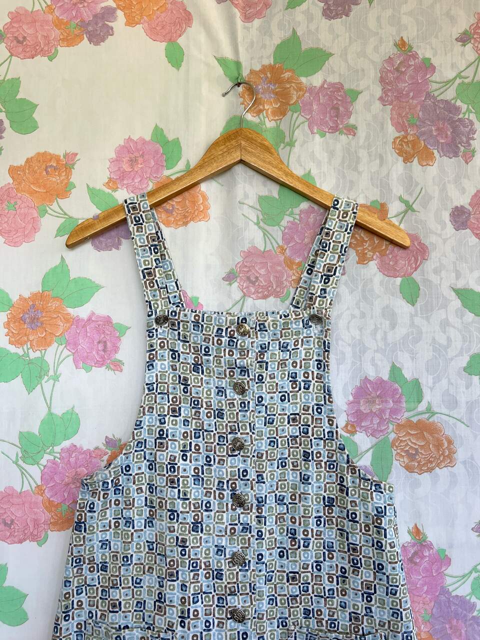 90's Short Printed Denim Dress