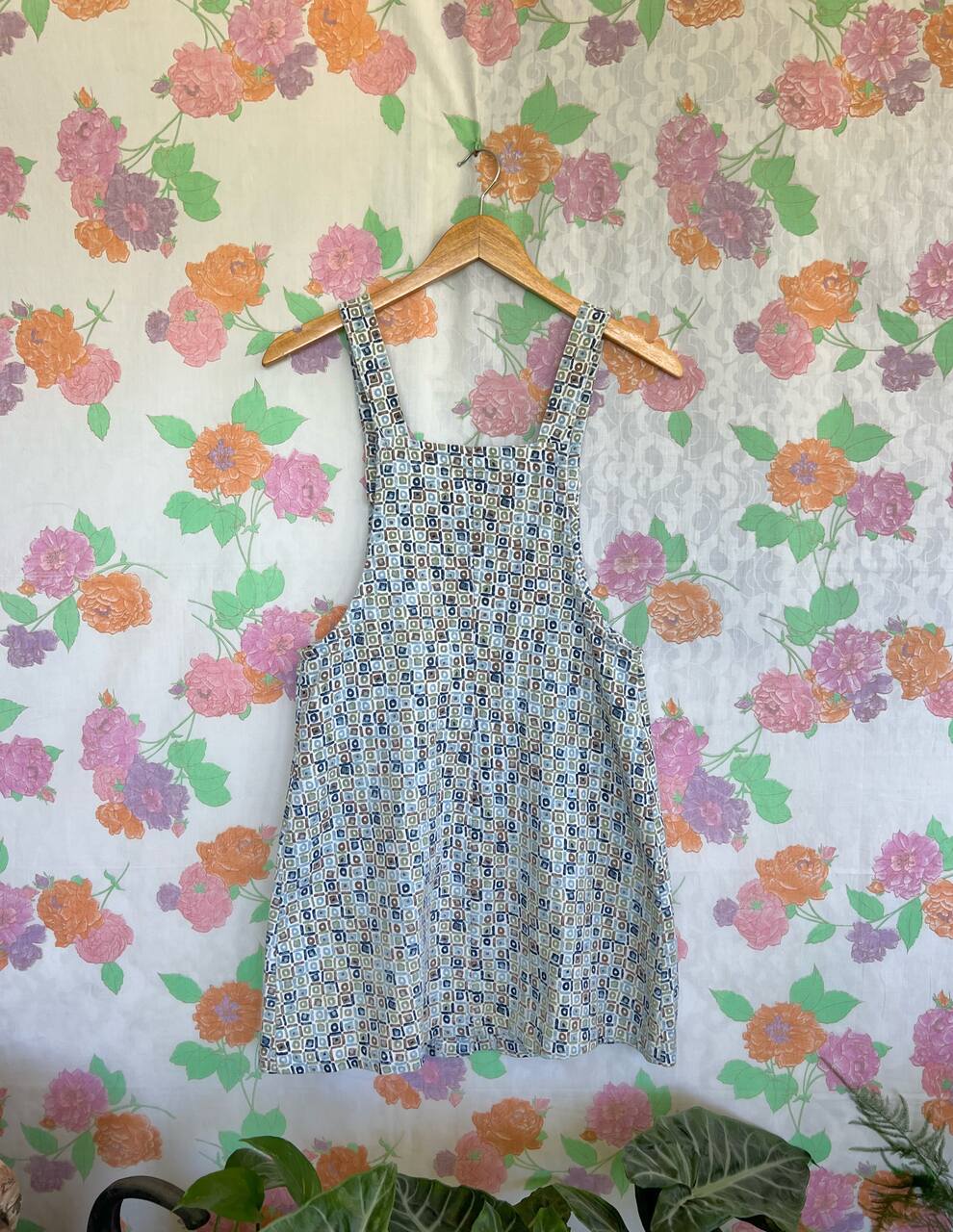 90's Short Printed Denim Dress