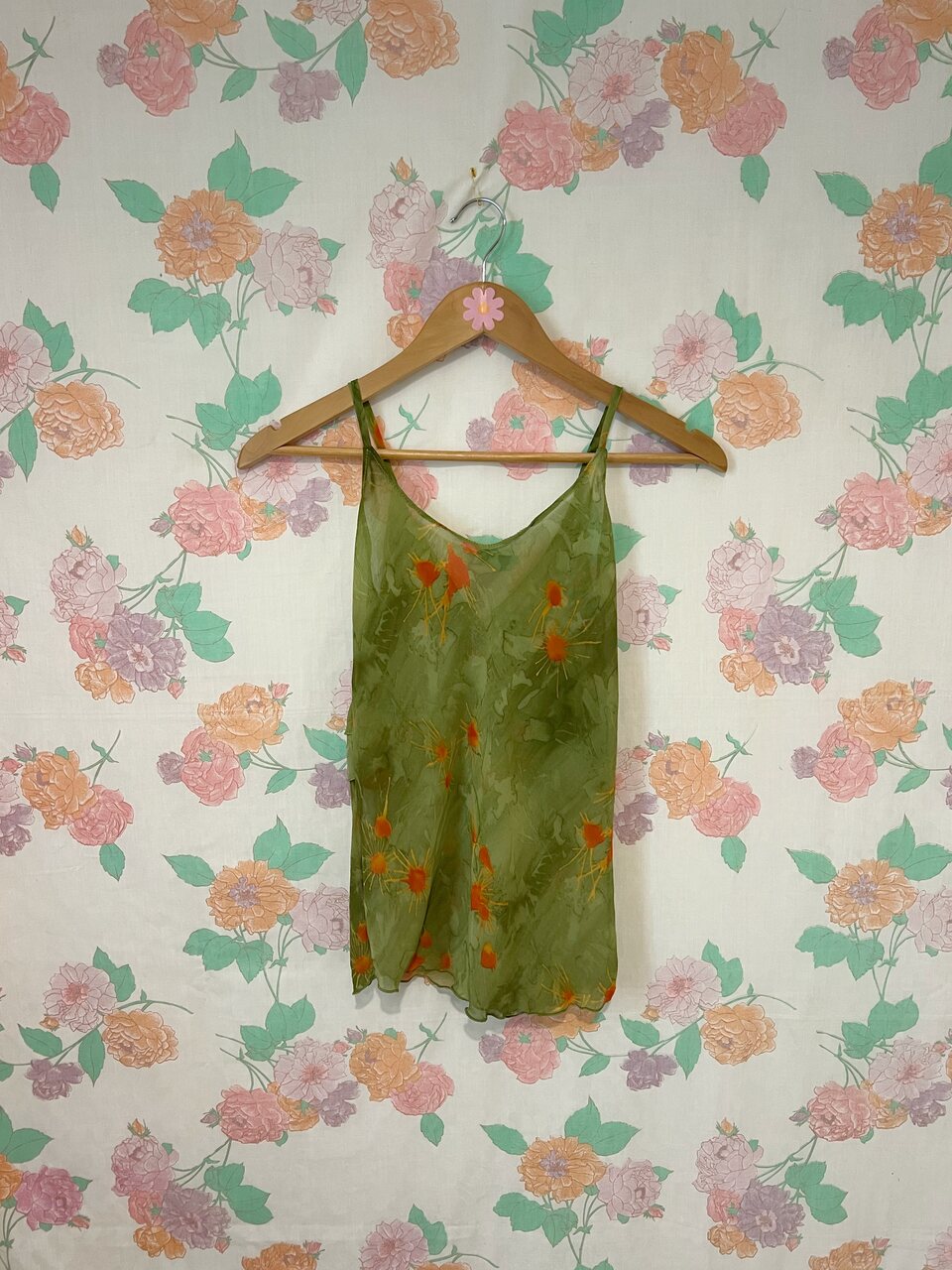 90's Forest Green Floral Top