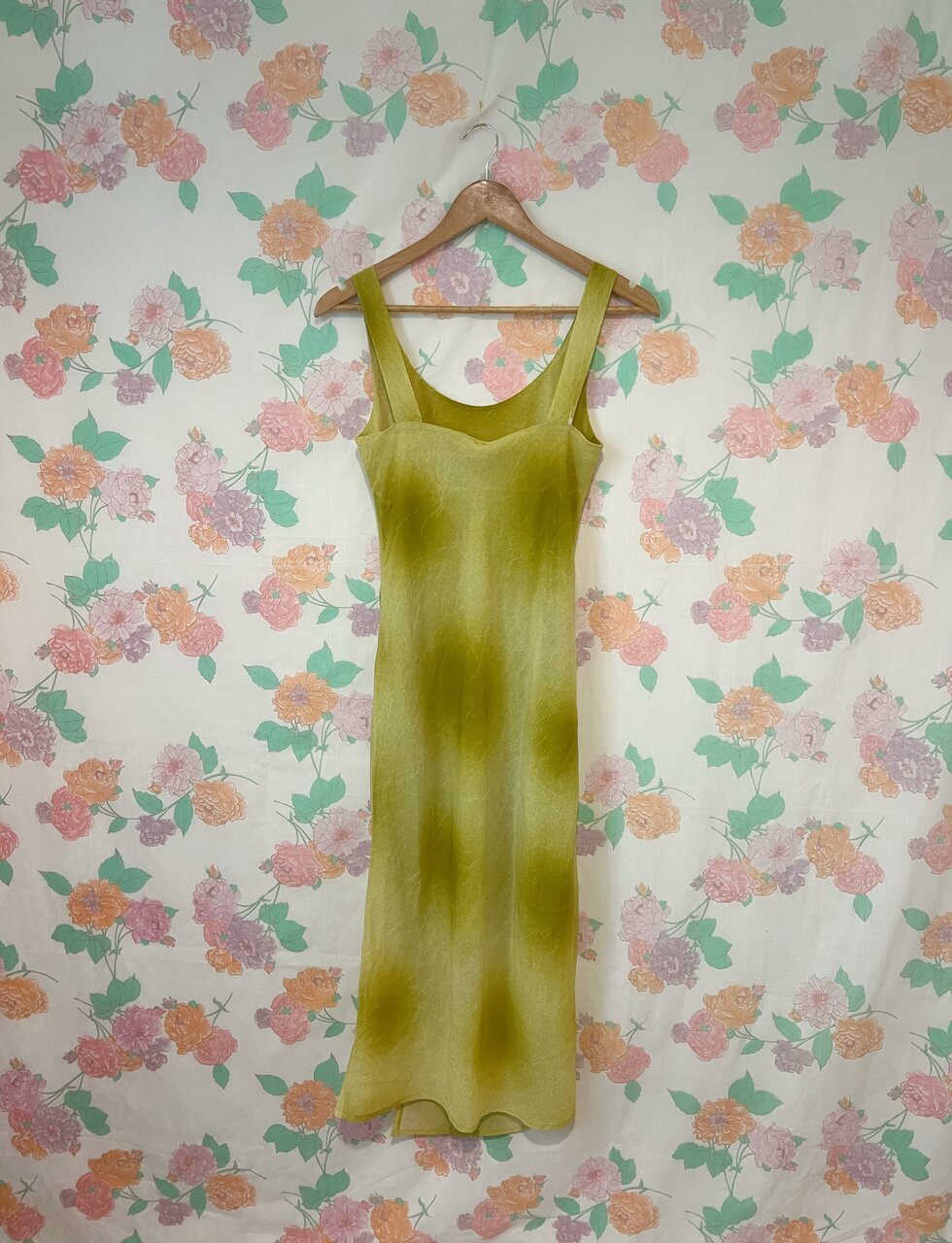 90's Lime Green Textured Dress