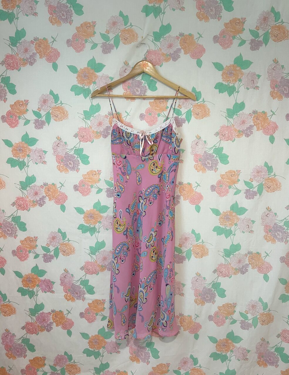 90's Pink Paisley Slip Dress