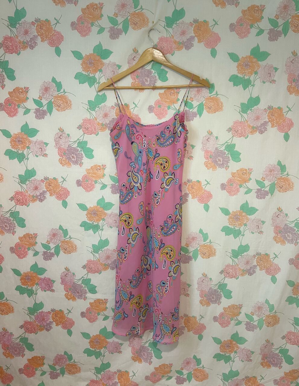 90's Pink Paisley Slip Dress