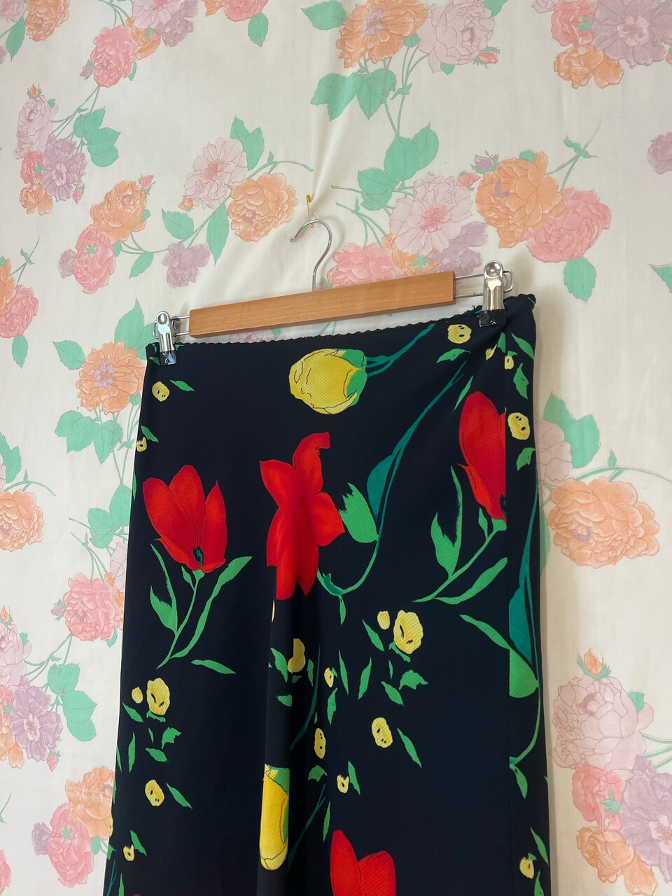 Y2K Black Floral Skirt
