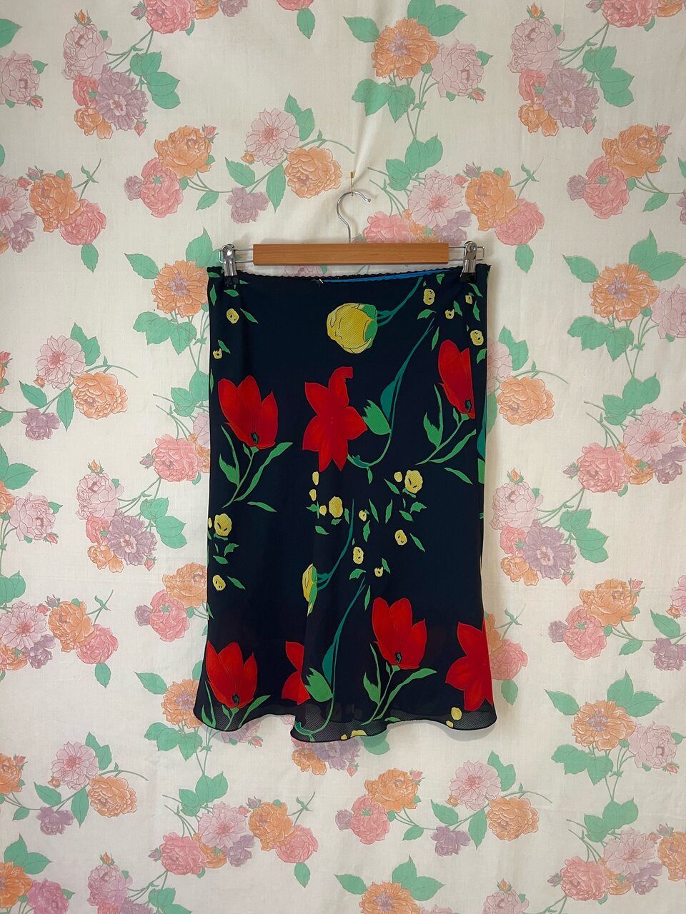 Y2K Black Floral Skirt