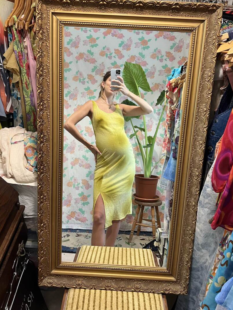 90's Lime Green Textured Dress