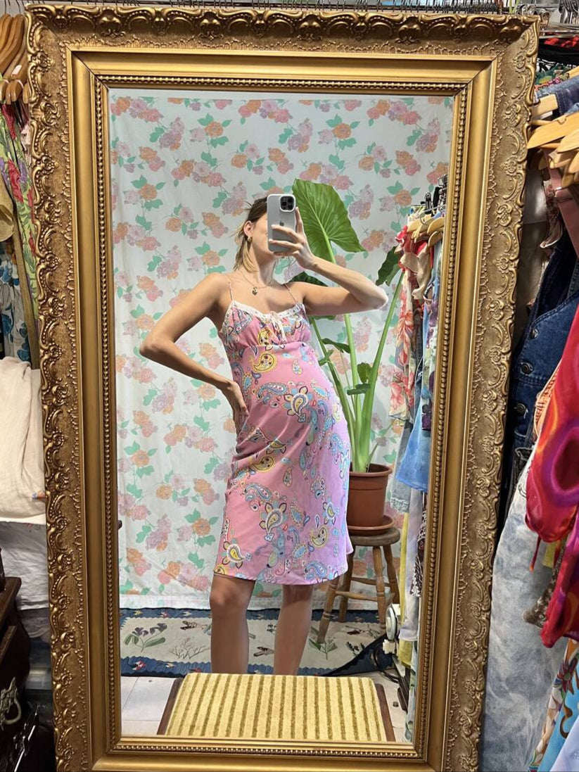 90's Pink Paisley Slip Dress