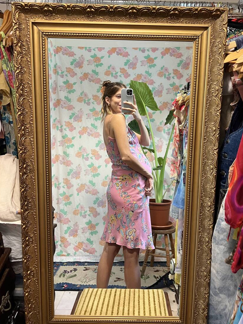 90's Pink Paisley Slip Dress