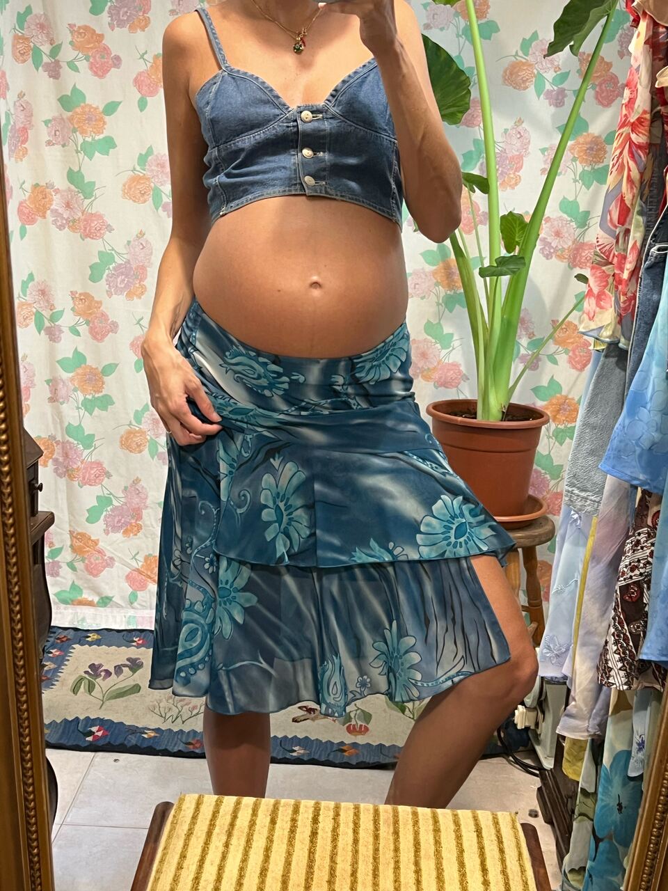 90's Blue Ruffle Skirt