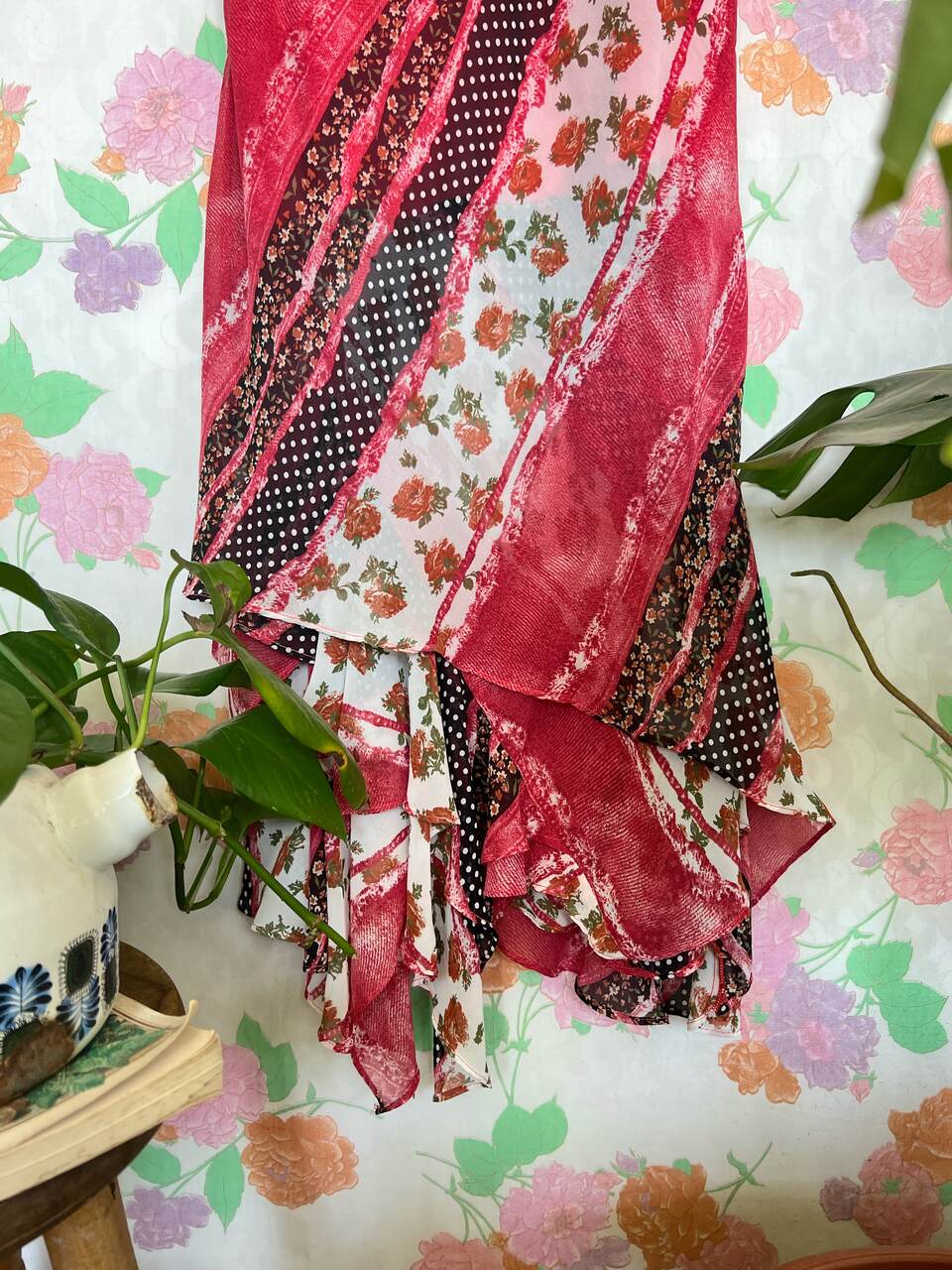 90's Roses Assimetric Slip Dress