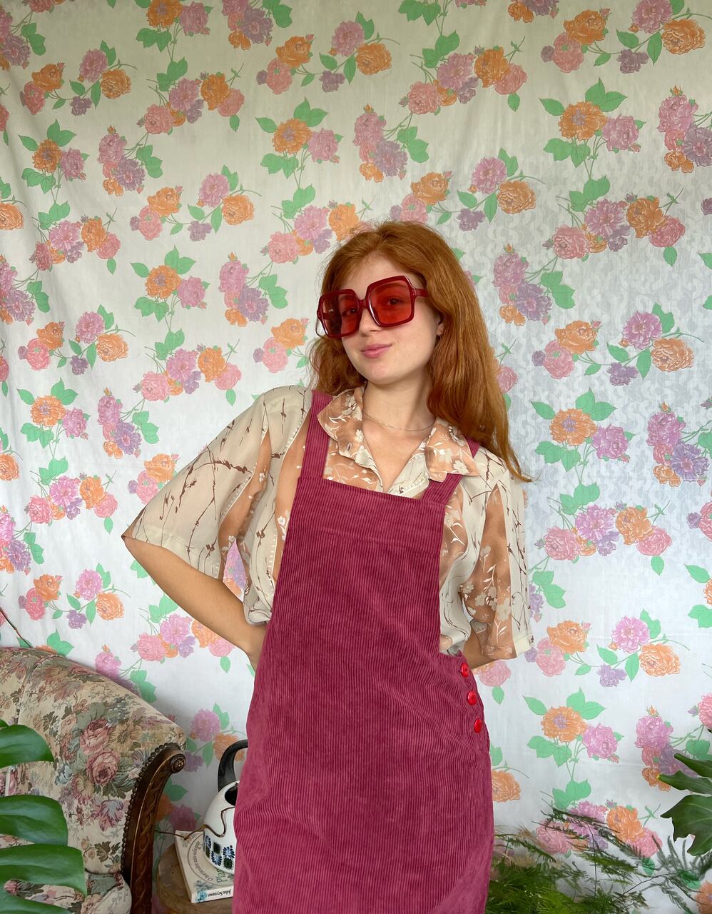 Cherry Vintage Thin Corduroy Dress