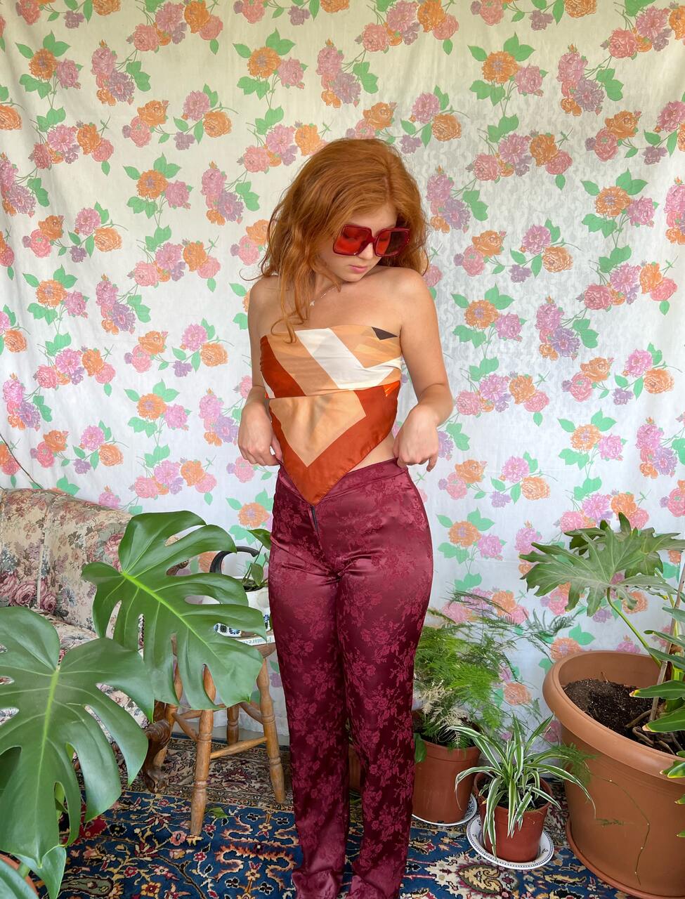 Vintage Embroidered Flower Set