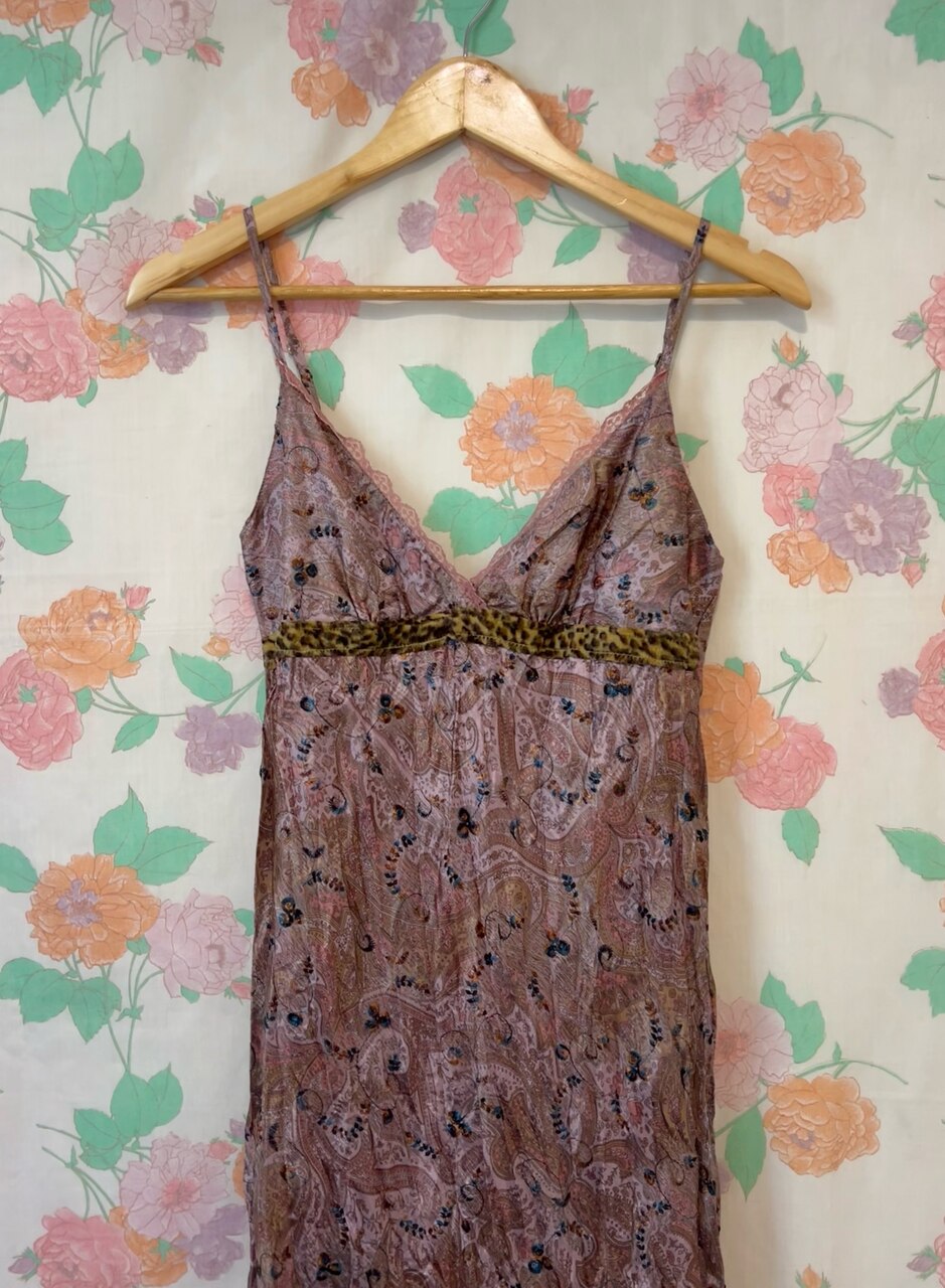 90's Paisley Textured Slip Dress