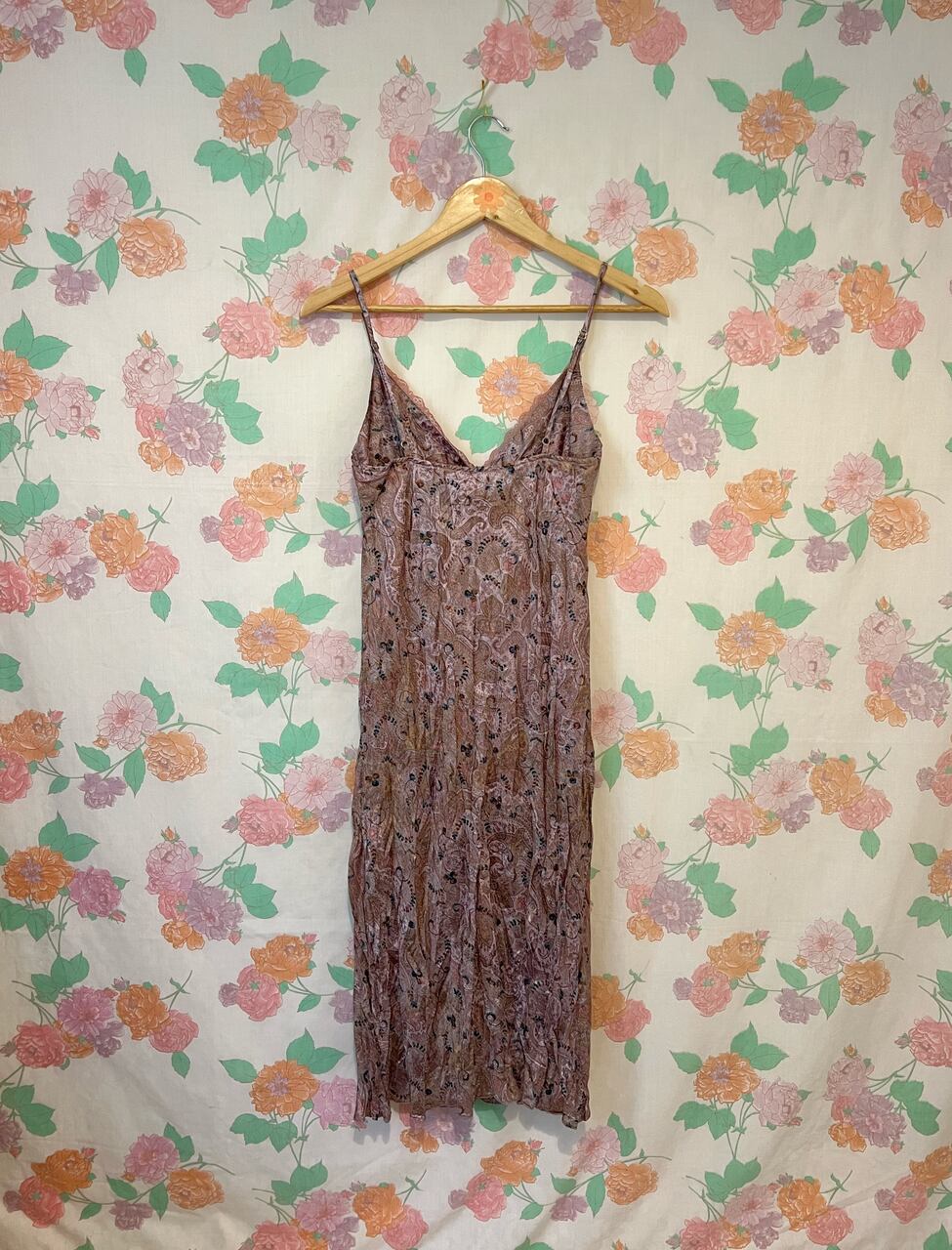 90's Paisley Textured Slip Dress