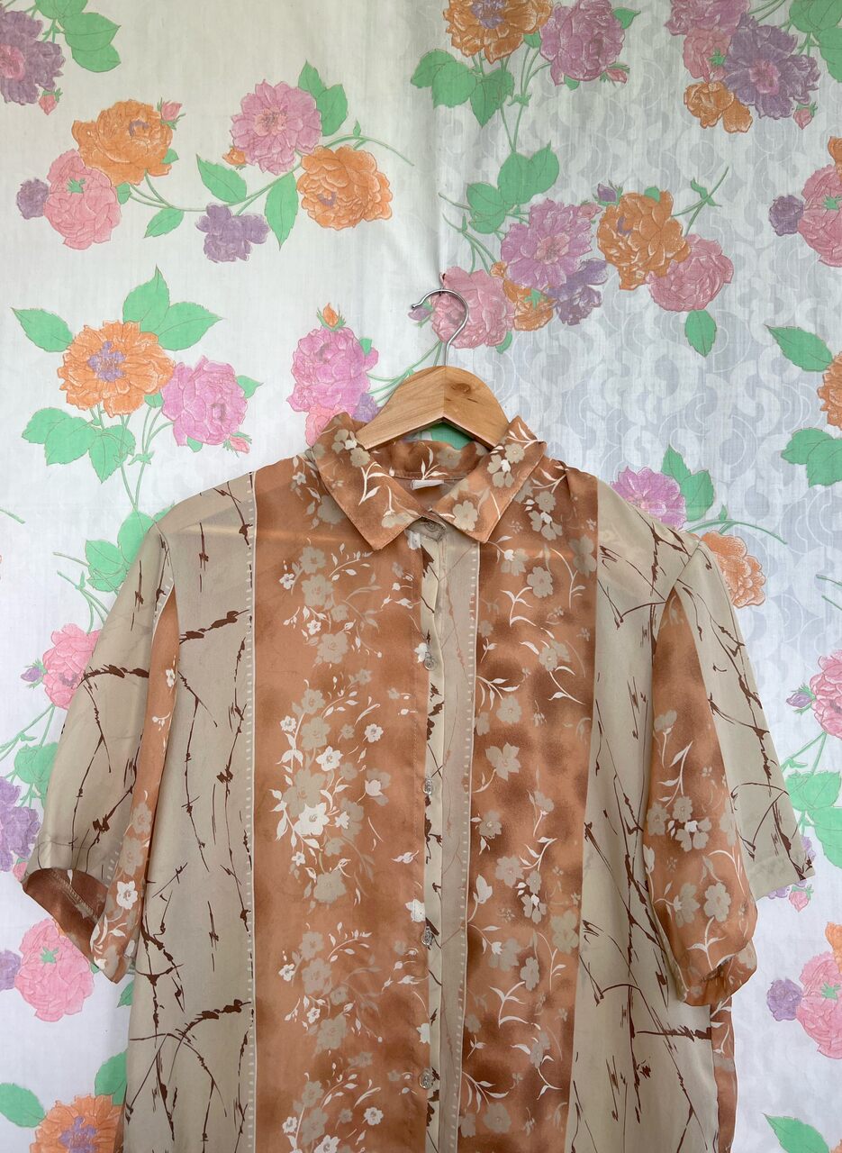 Brown Tones Vintage Flower Shirt
