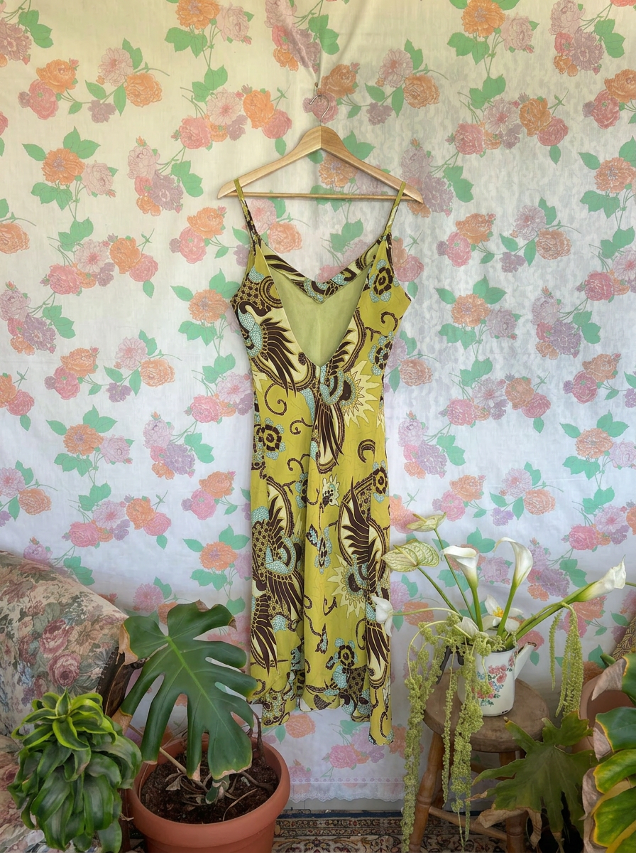 90's Printed Midi Dress