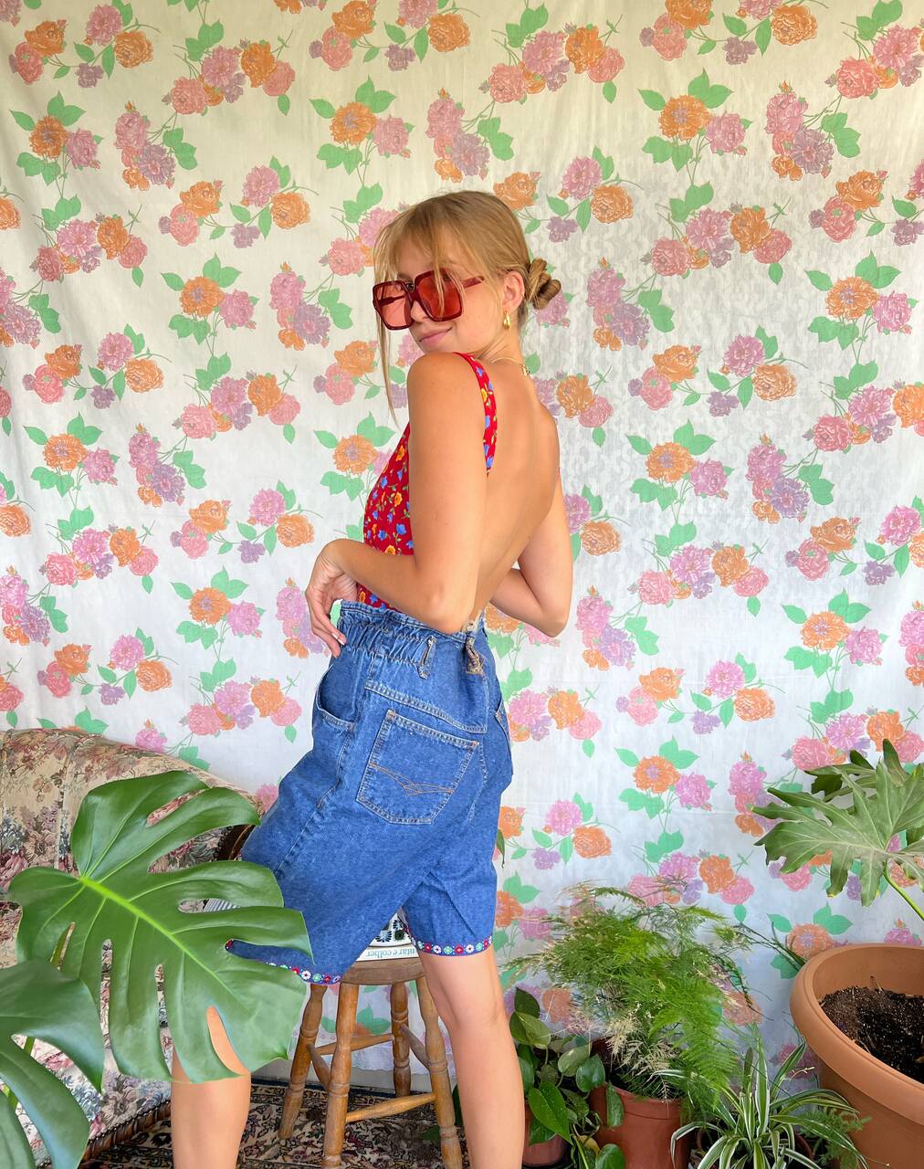 Roville 90's Flower Denim Bermuda