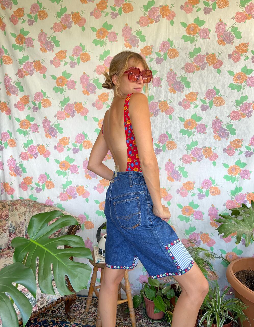 Roville 90's Flower Denim Bermuda