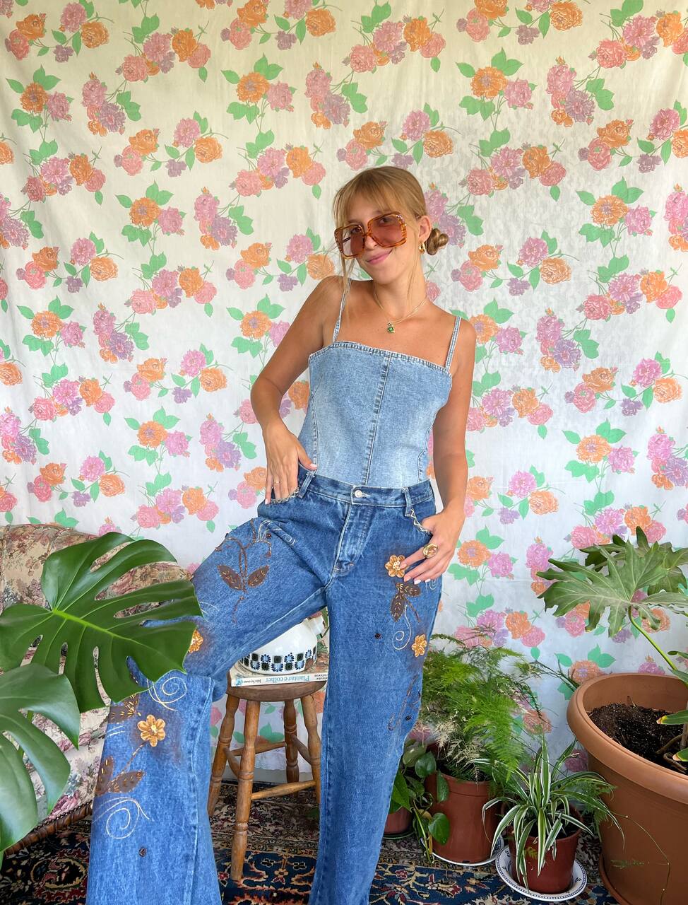 90's Denim Bell Bottom Pants