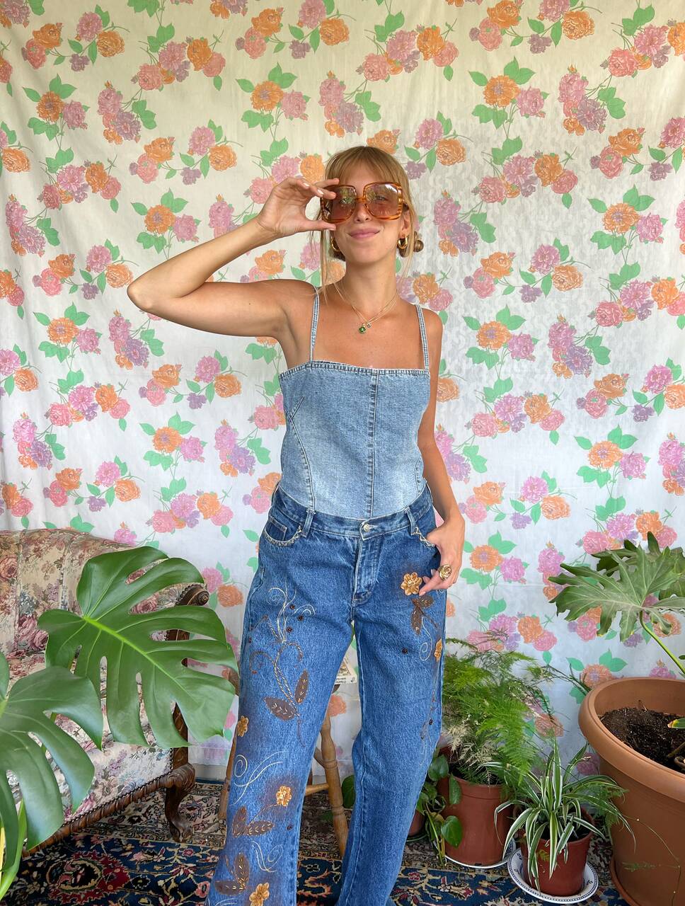 90's Denim Bell Bottom Pants