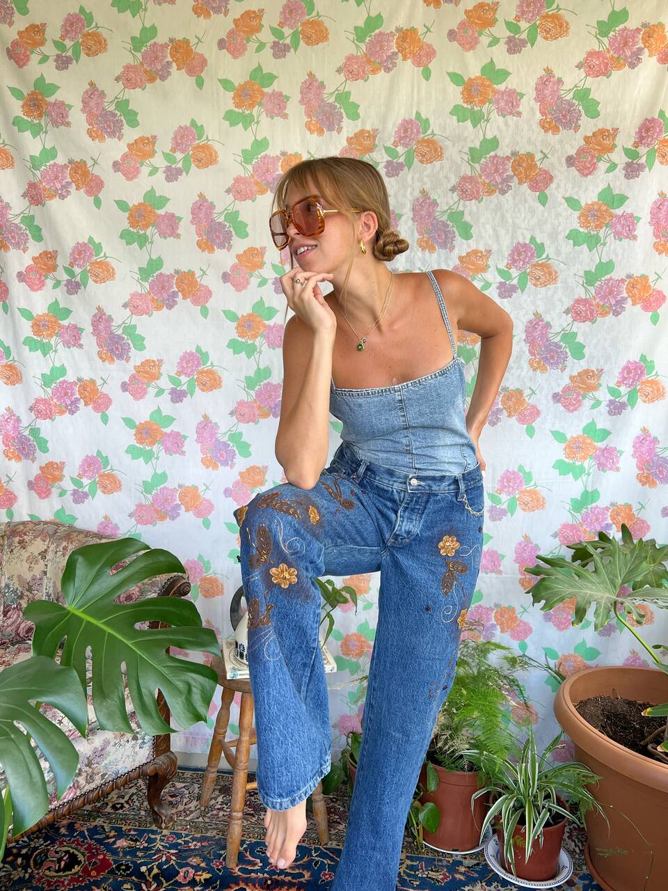90's Denim Bell Bottom Pants