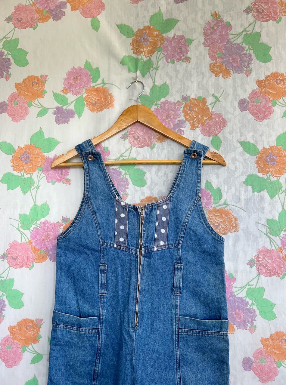 Vintage Denim Polka Dots Jumpsuit