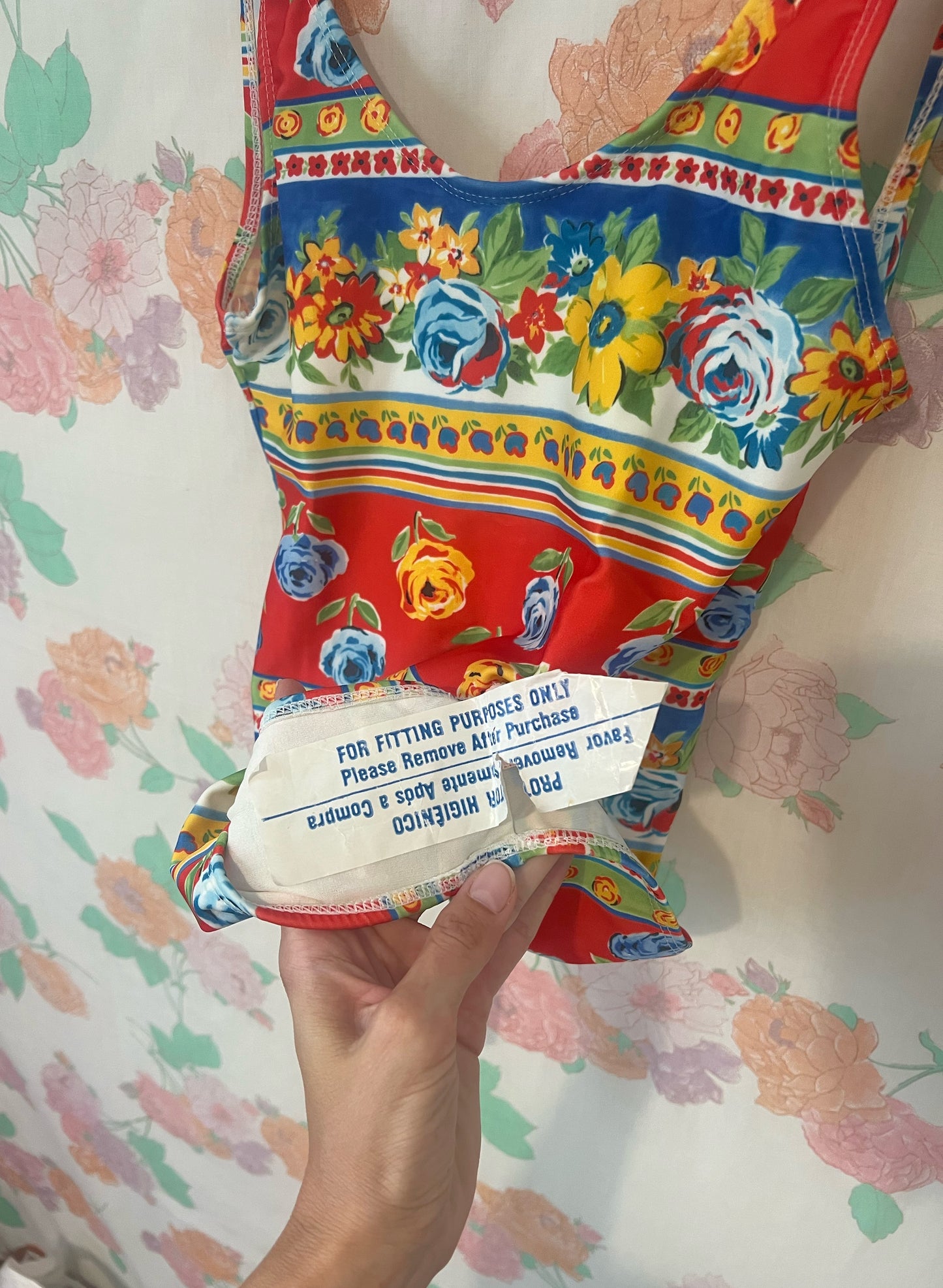 90's Deadstock Red Floral Swimsuit