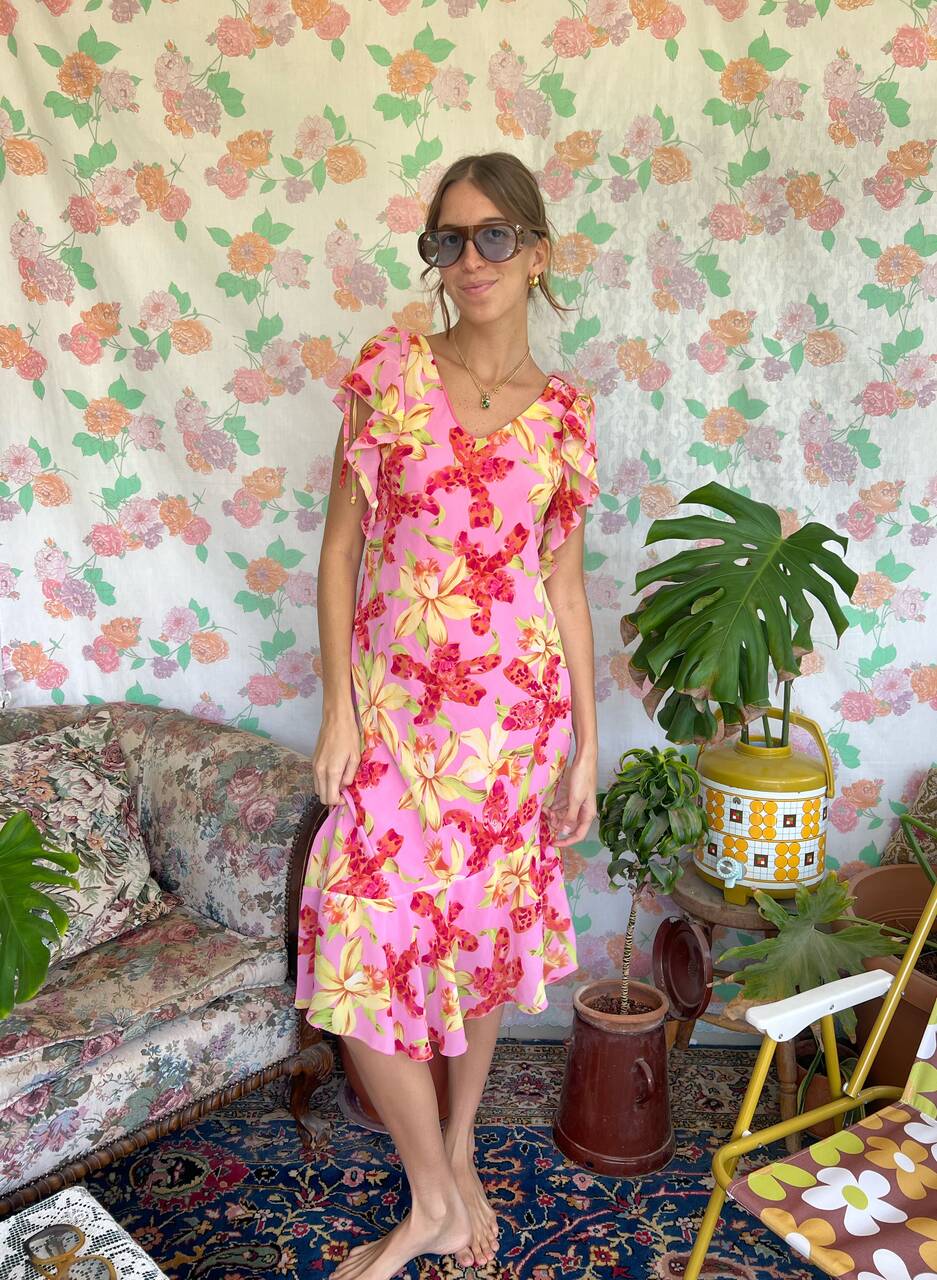 2000's Pink Floral Dress