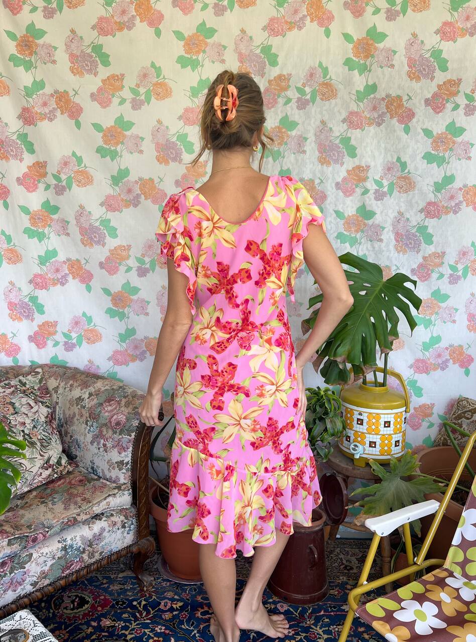 2000's Pink Floral Dress
