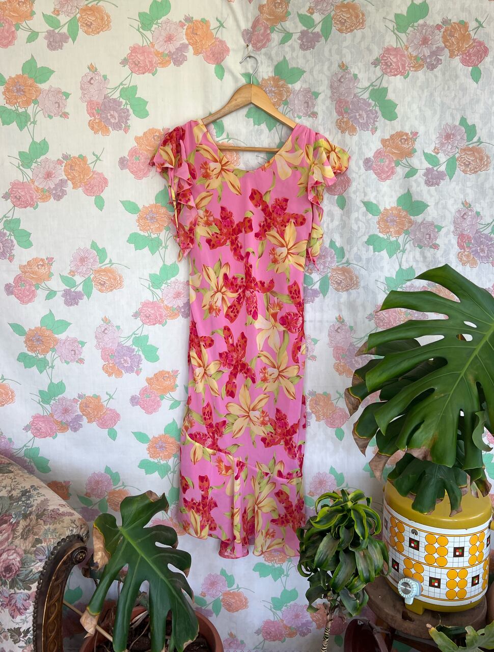 2000's Pink Floral Dress
